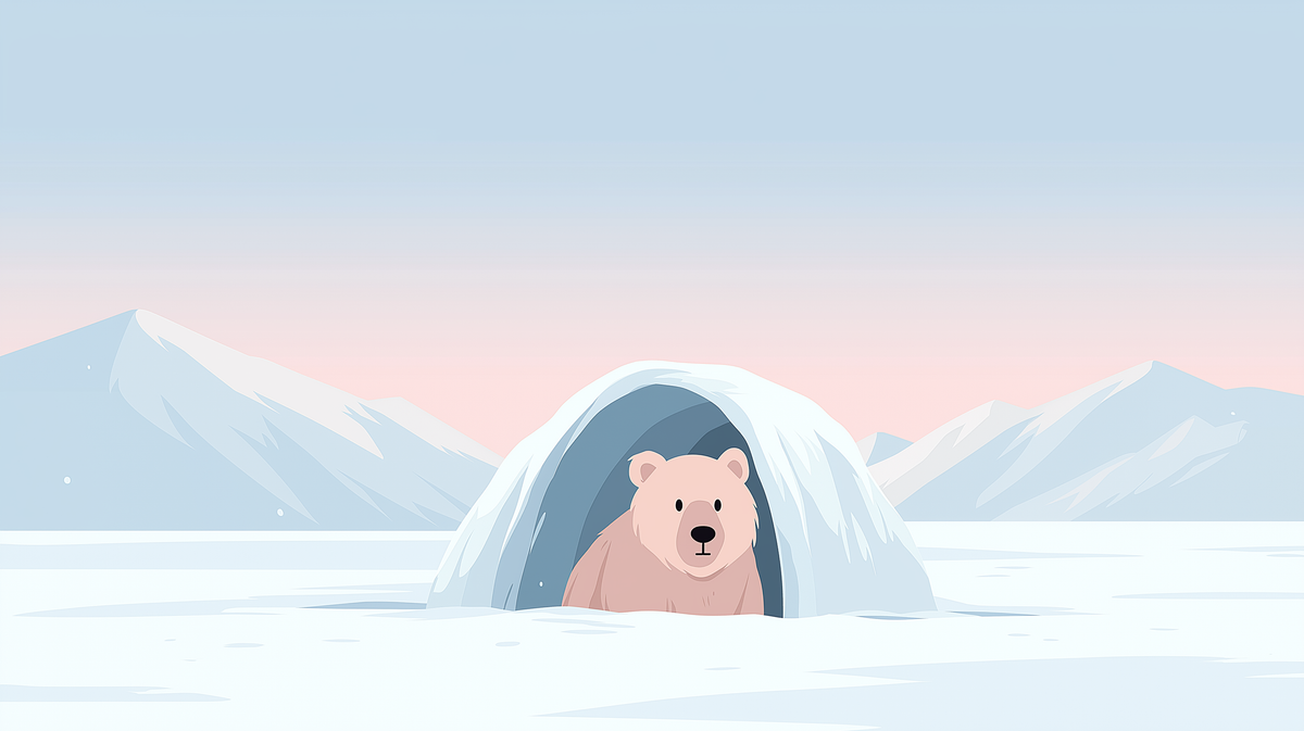 Polar Bear in a Snow Igloo Wall Mural