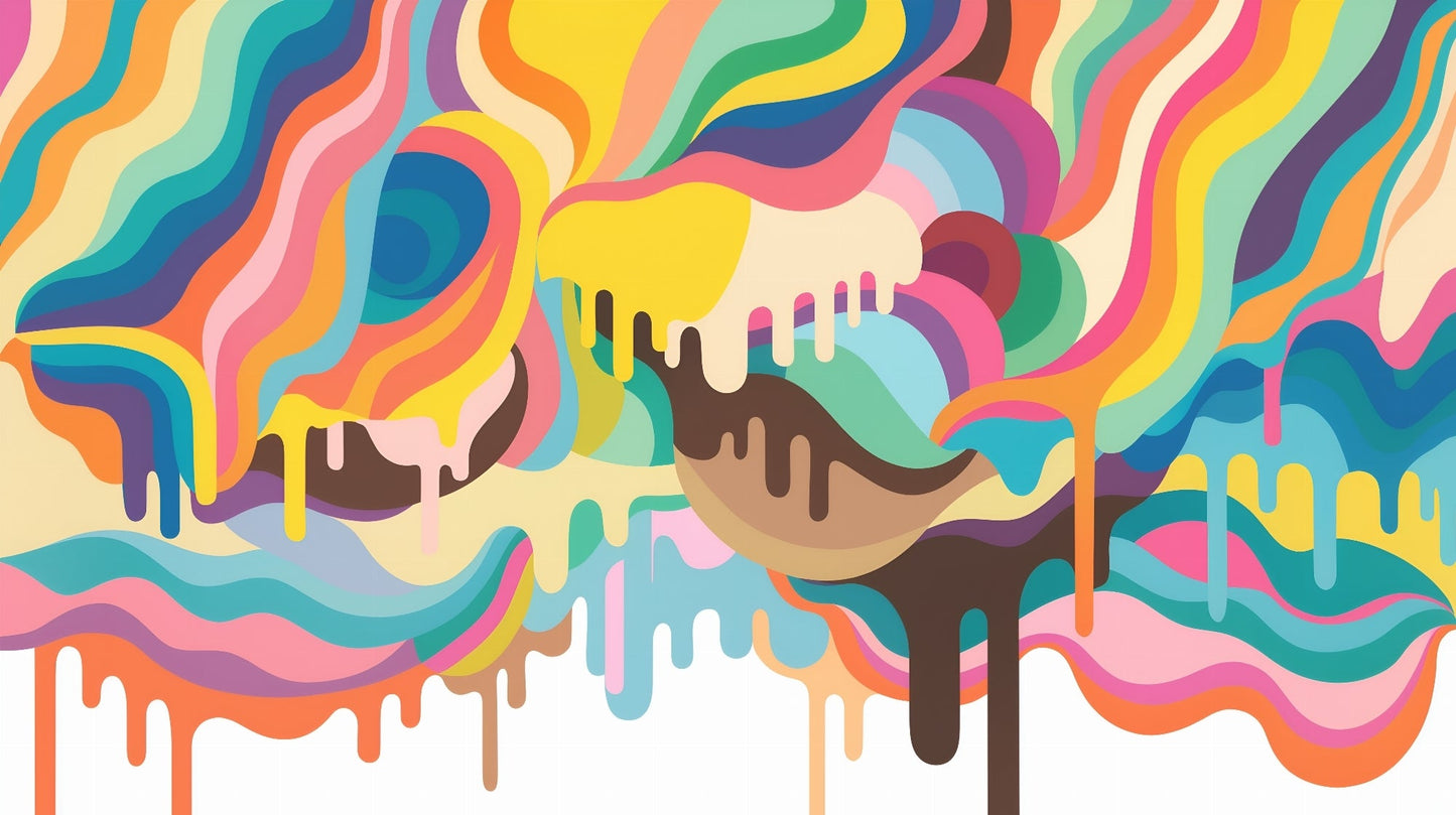 Flat artwork of the Kids-Mundo psychedelic rainbow wave wall mural design