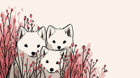 Detailed puppy dogs and botanical elements mural wallpaper design pattern by Kids-Mundo