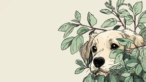 Detailed curious puppy among leaves mural wallpaper design pattern by Kids-Mundo