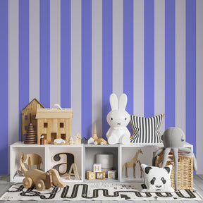 Soft violet striped wallpaper creating serene kids bedroom atmosphere by Kids-Mundo