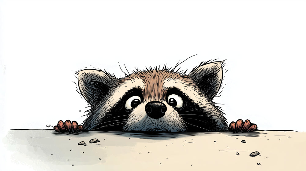 Detailed curious raccoon mural wallpaper design pattern by Kids-Mundo