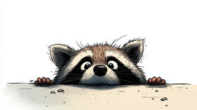 Detailed curious raccoon mural wallpaper design pattern by Kids-Mundo