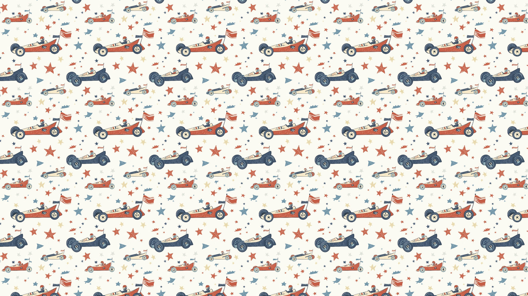 Detailed vintage racing cars mural wallpaper design pattern with starry background by Kids-Mundo