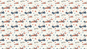 Detailed vintage racing cars mural wallpaper design pattern with starry background by Kids-Mundo