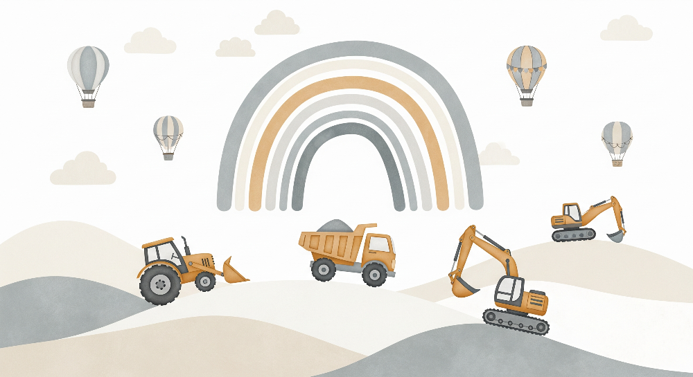 Rainbow Construction Site Wall Mural