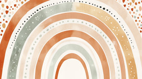 Detailed bohemian rainbow mural wallpaper design pattern with soft poetic motifs by Kids-Mundo