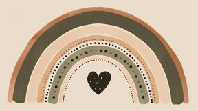 Detailed bohemian rainbow mural wallpaper design pattern with tender hearts by Kids-Mundo