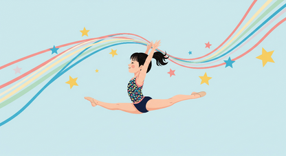 Kids-Mundo rainbow ribbon gymnast artwork design, a made to measure wall mural for kids