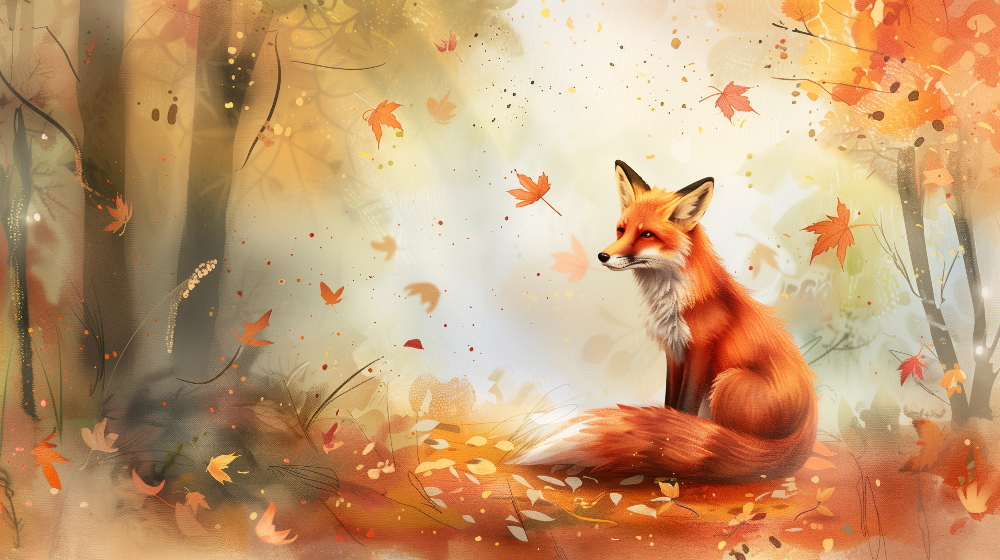 Red Fox in Autumn Forest Wall Mural