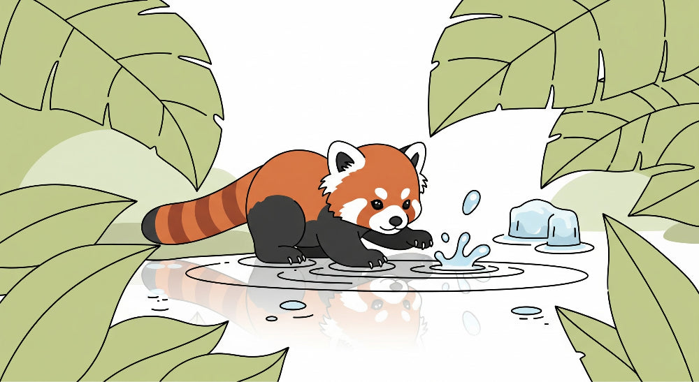 Detailed red panda mural wallpaper design pattern showing nature adventure theme by Kids-Mundo