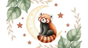 Detailed red panda starry moon mural wallpaper design pattern by Kids-Mundo