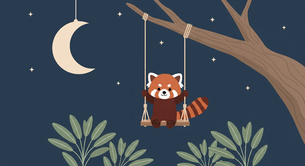 Detailed red panda under starry sky mural wallpaper design pattern by Kids-Mundo