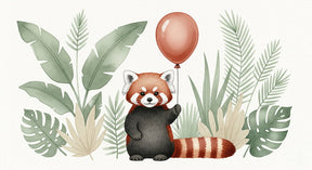 Detailed red panda and tropical leaves mural wallpaper design pattern by Kids-Mundo