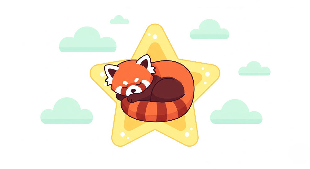 Detailed red panda sleeping on star mural wallpaper design pattern by Kids-Mundo