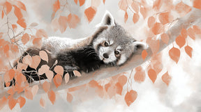 Detailed red panda mural wallpaper design pattern showing peaceful animal on branch by Kids-Mundo