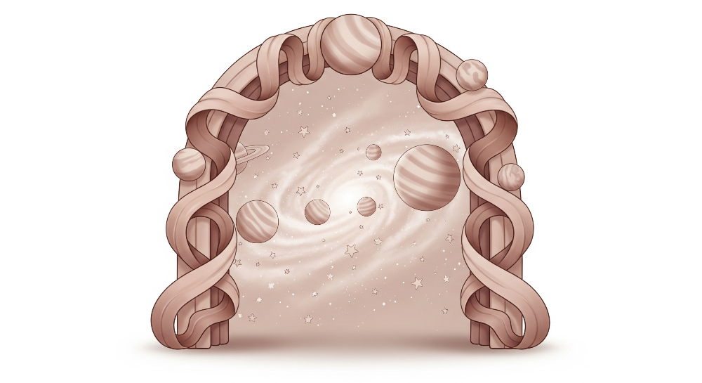 Twisted Ribbon Arch onto a Spiral Galaxy Wall Mural
