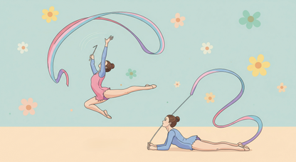 Kids-Mundo rhythmic gymnast artwork with ribbons and daisies, a made to measure design