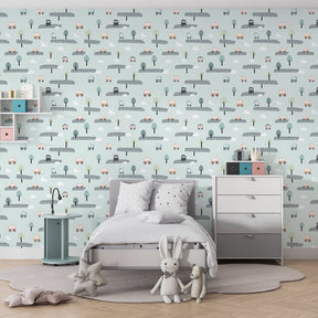 Road adventure wallpaper creating imaginative play space in kids room decor