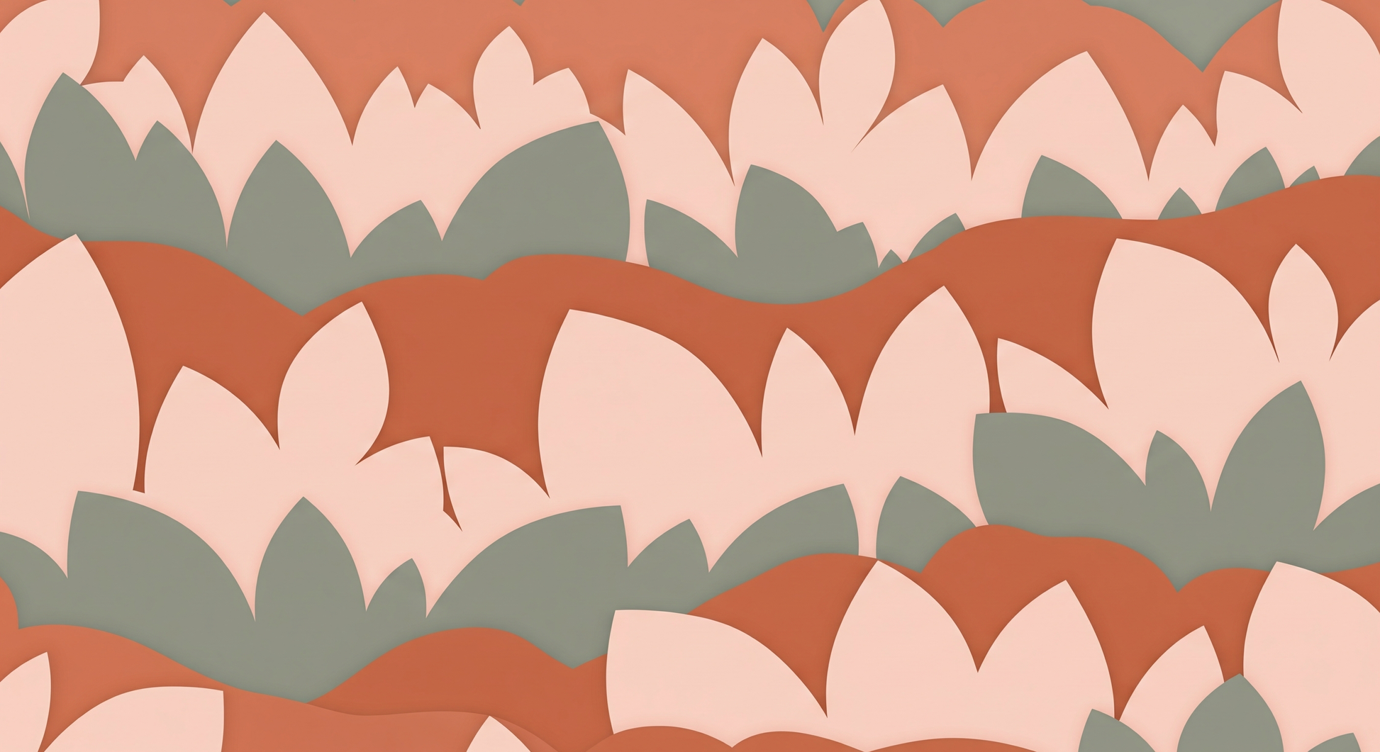 Flat artwork of the Kids-Mundo terracotta rolling hills and leaf wall mural design