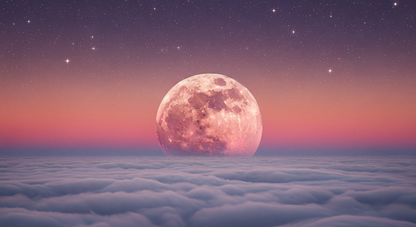 Flat artwork preview of the Kids-Mundo rose moon above the clouds wall mural design