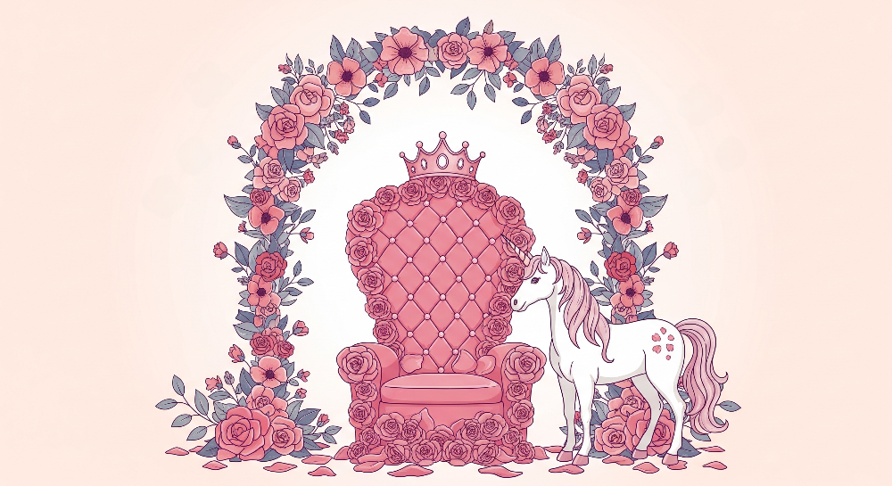Royal Unicorn Throne and Rose Arch Wall Mural