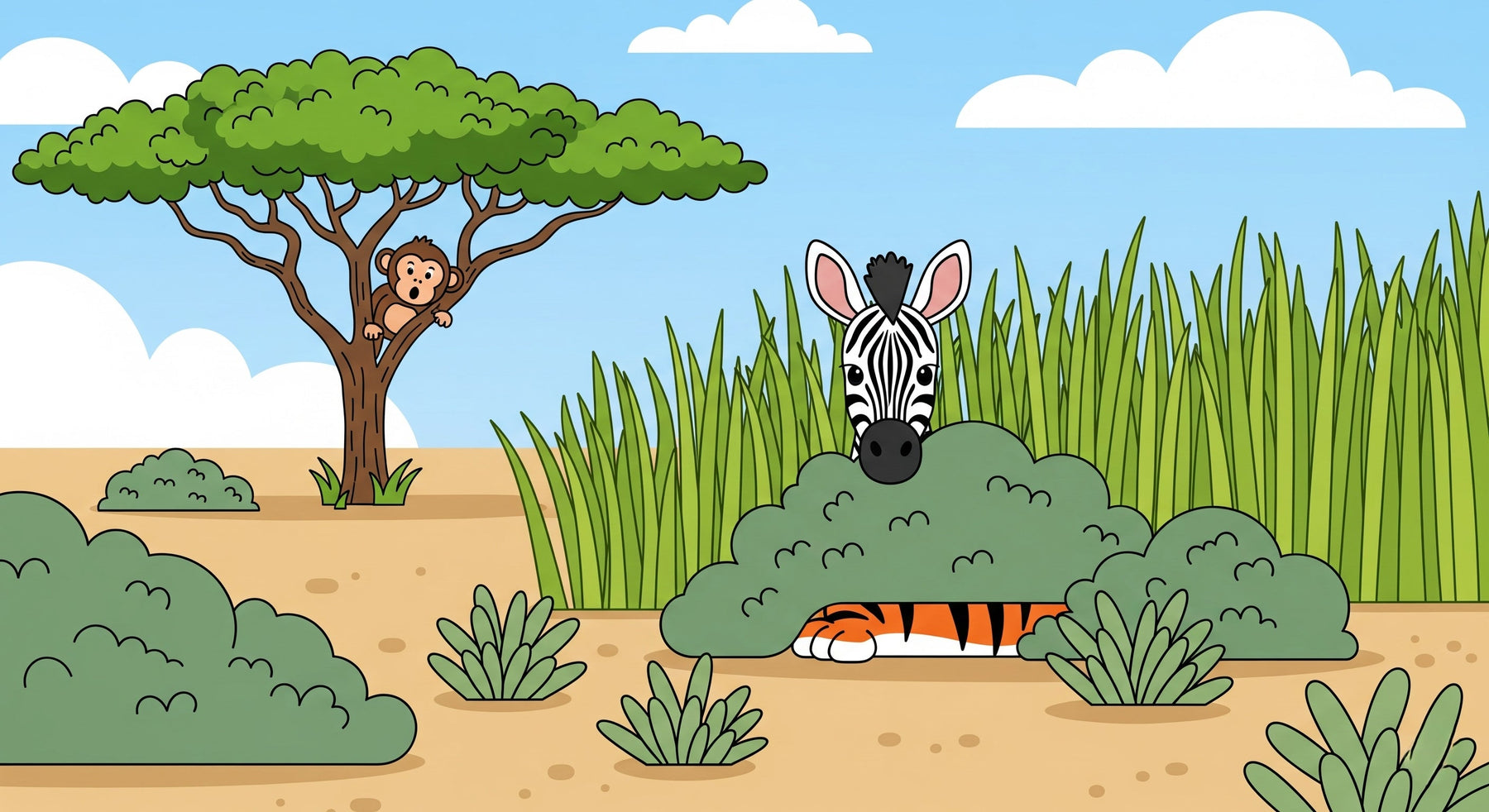 Detailed safari animals mural wallpaper design pattern with zebra and lion by Kids-Mundo