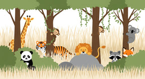 Detailed safari animals mural wallpaper design pattern with jungle creatures by Kids-Mundo