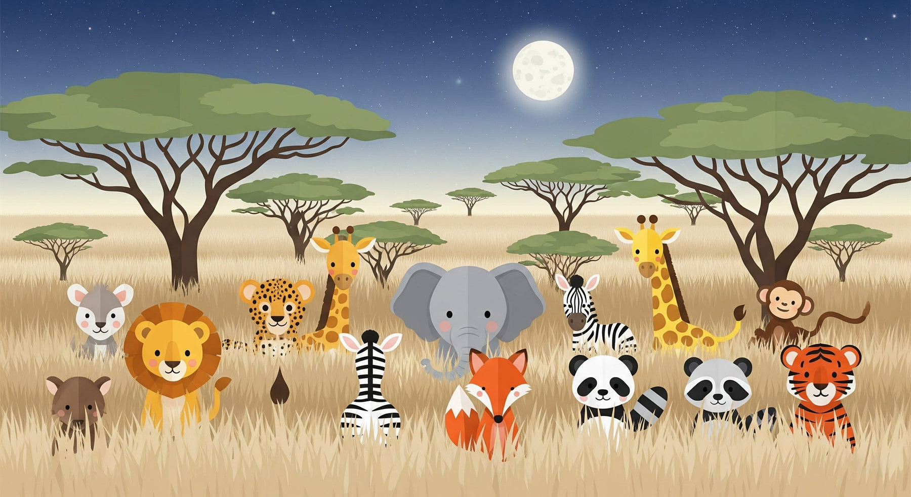 Detailed safari animals wallpaper design pattern with lions elephants giraffes by Kids-Mundo