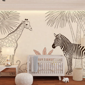 Jungle safari wallpaper creating adventurous kids bedroom decor with playful monkeys