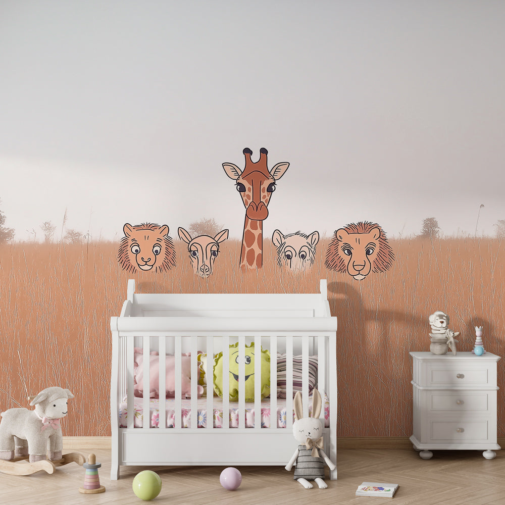 African animals wallpaper transforming kids room into wild safari adventure