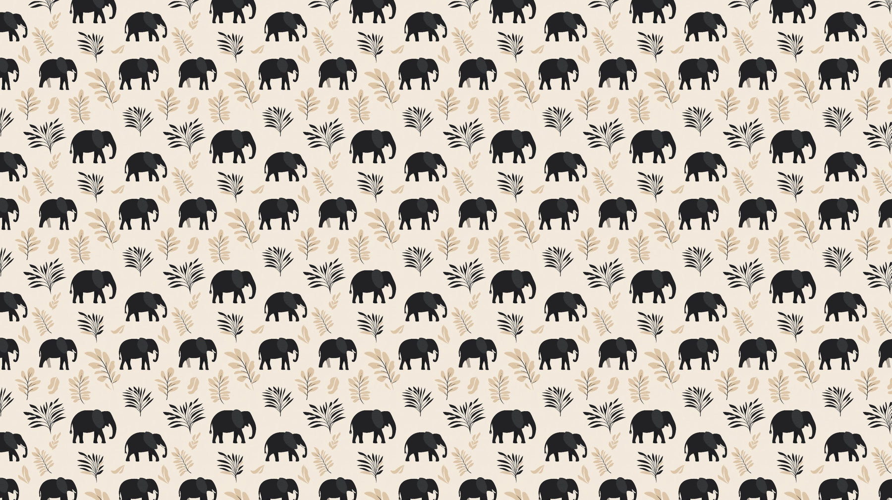 Detailed safari elephant mural wallpaper design pattern with foliage elements by Kids-Mundo