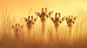 Detailed safari giraffe mural wallpaper design pattern with golden savanna by Kids-Mundo