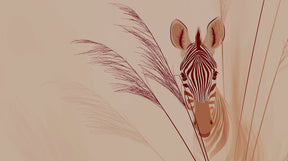 Detailed safari zebra mural wallpaper design pattern with soft grass elements by Kids-Mundo