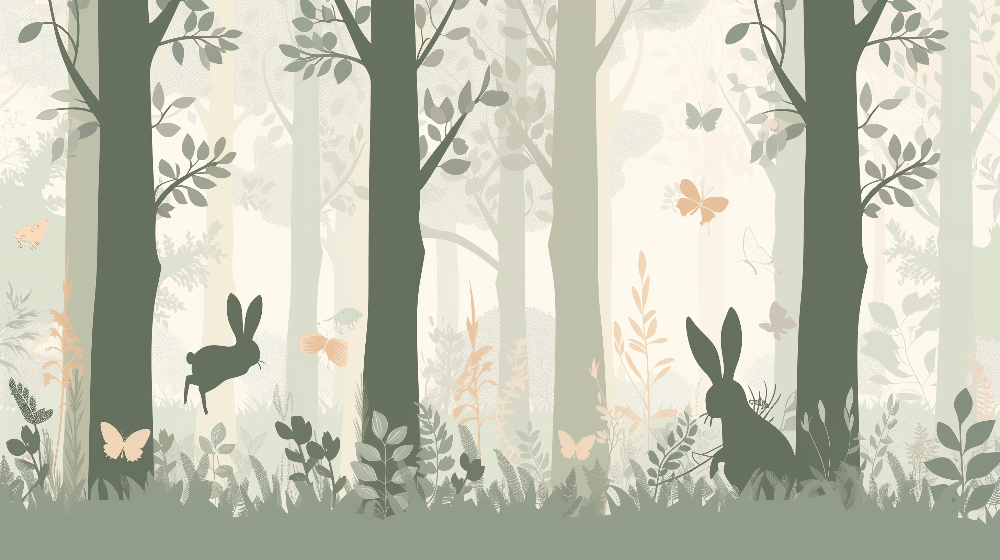 Sage Green Forest Silhouette Wall Mural