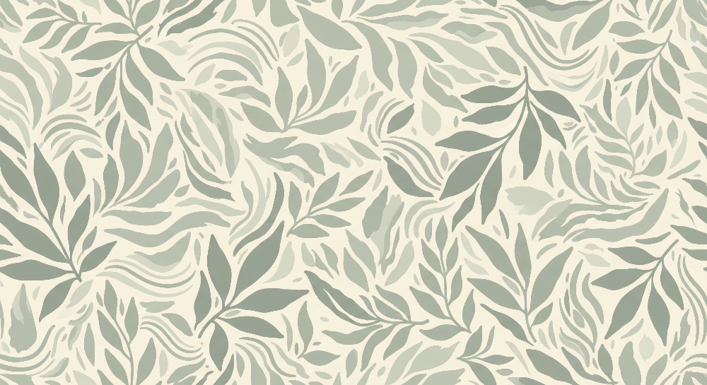 Sage Green Botanical Leaves Wall Mural