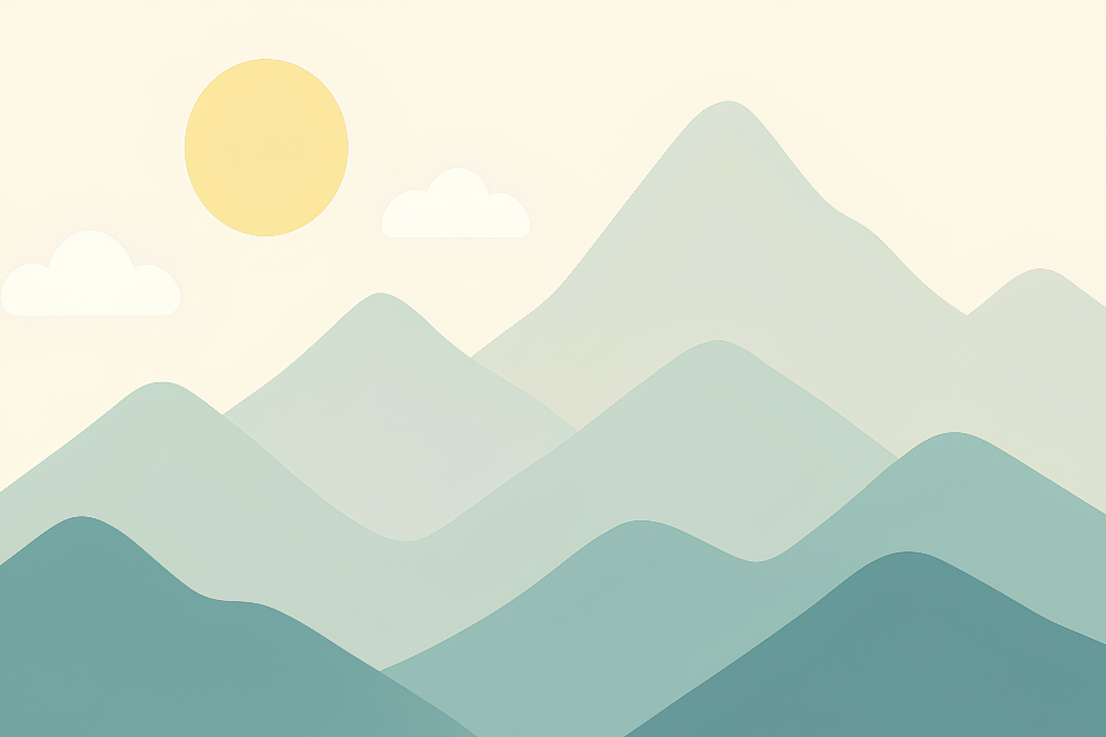 Kids-Mundo sage green mountain wall mural flat artwork showing the complete design and colours
