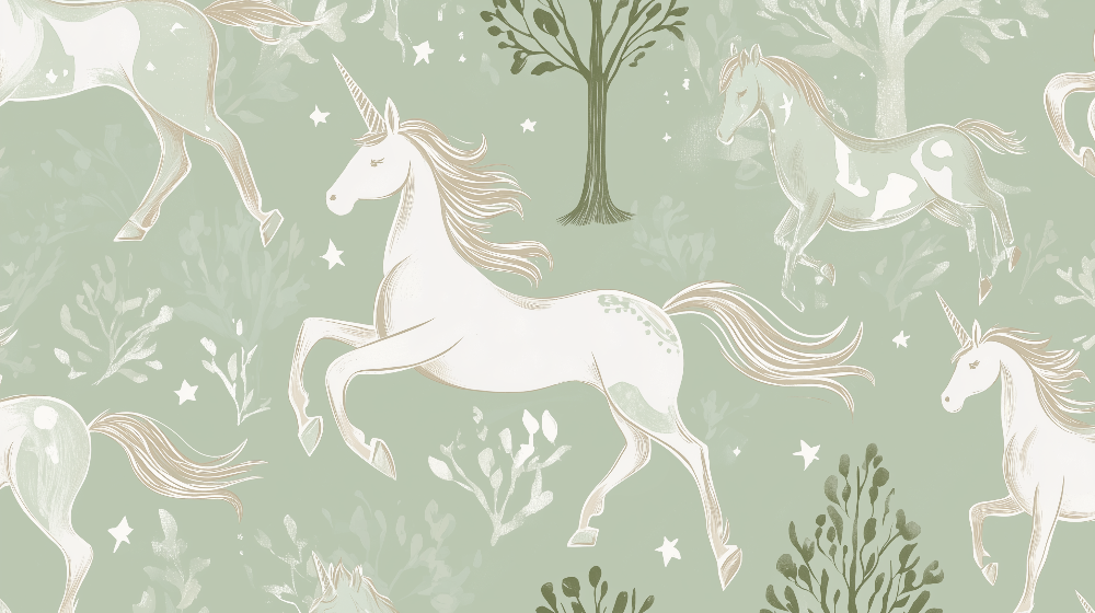 Elegant Unicorn Pattern Wall Mural