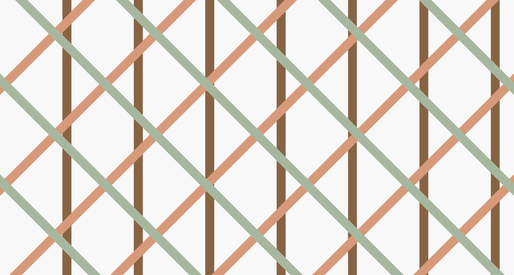 Kids-Mundo flat artwork preview of the sage green, terracotta and brown trellis mural design
