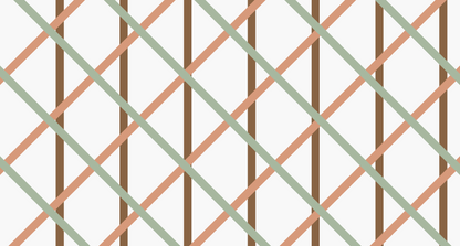 Kids-Mundo flat artwork preview of the sage green, terracotta and brown trellis mural design