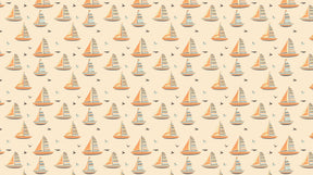 Detailed sailboat mural wallpaper design pattern with colorful boats and birds by Kids-Mundo