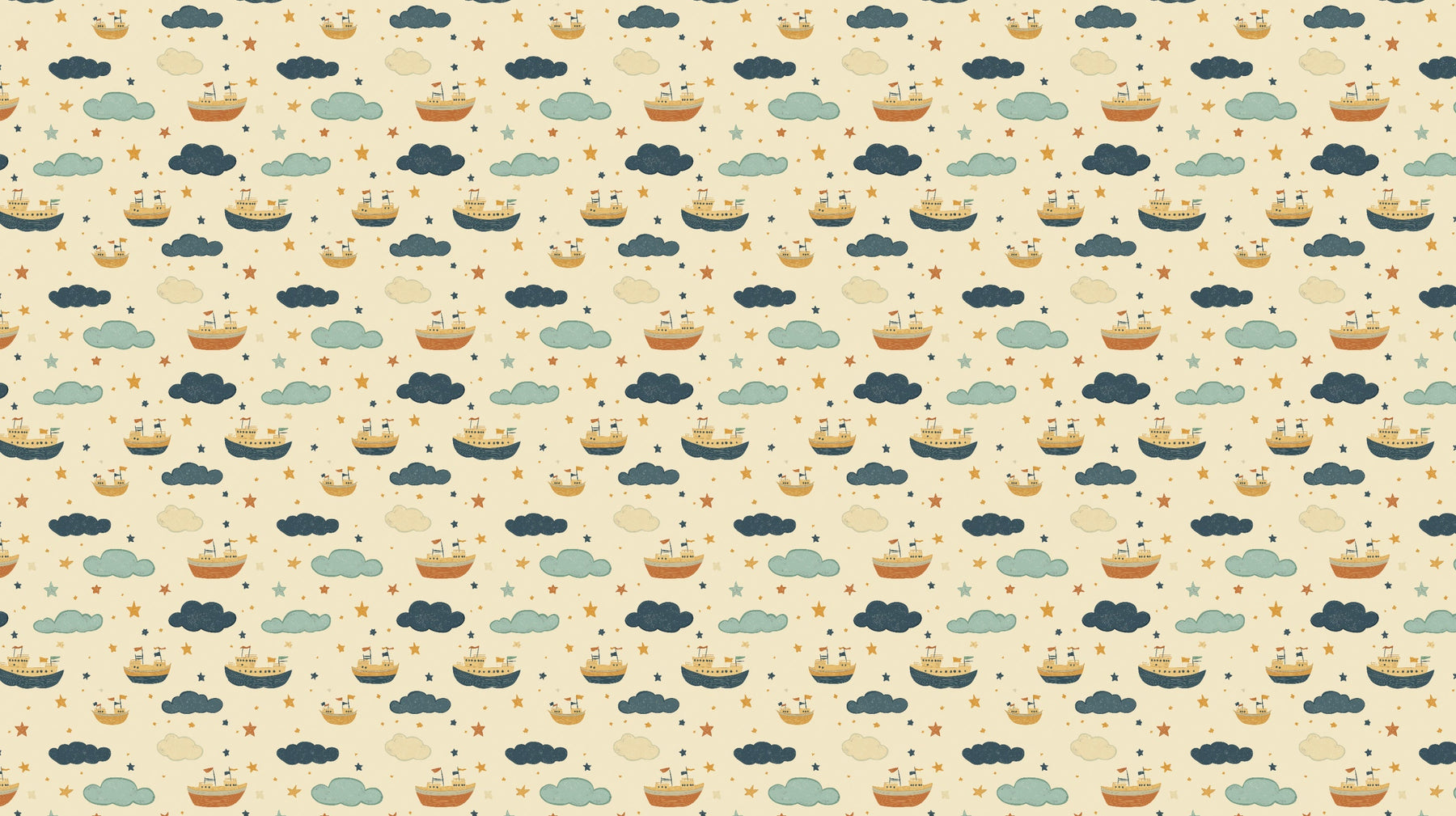 Detailed sailboat and stars mural wallpaper design pattern by Kids-Mundo