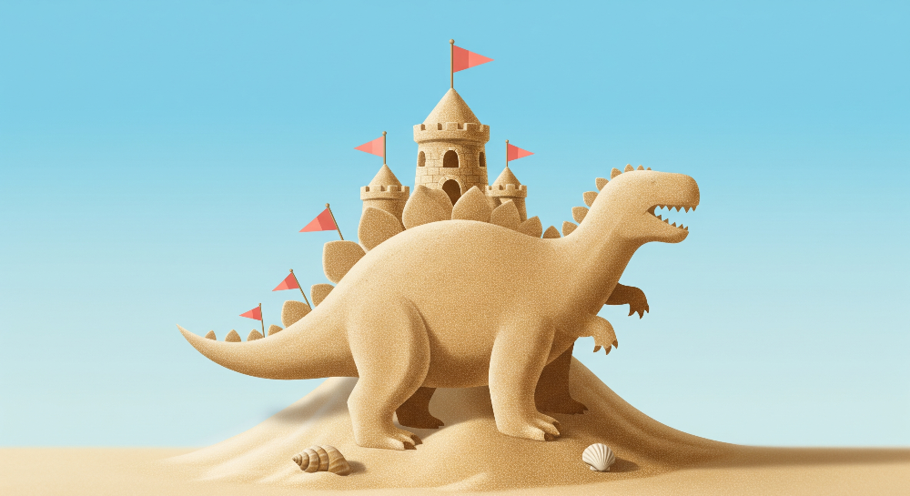 Sand Sculpture Dinosaur and Castle Wall Mural