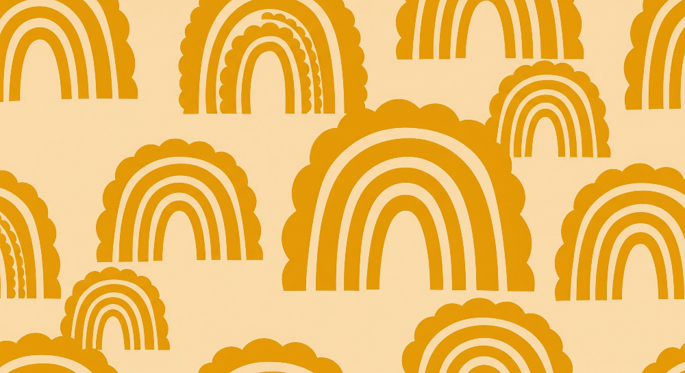 Scalloped Cloud-Edge Rainbow Wall Mural