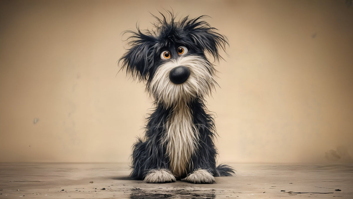 Scruffy Illustrated Puppy Portrait Wall Mural