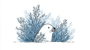 Detailed sea otter and seaweed mural wallpaper design pattern by Kids-Mundo