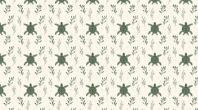 Detailed sea turtle and green foliage mural wallpaper design pattern by Kids-Mundo