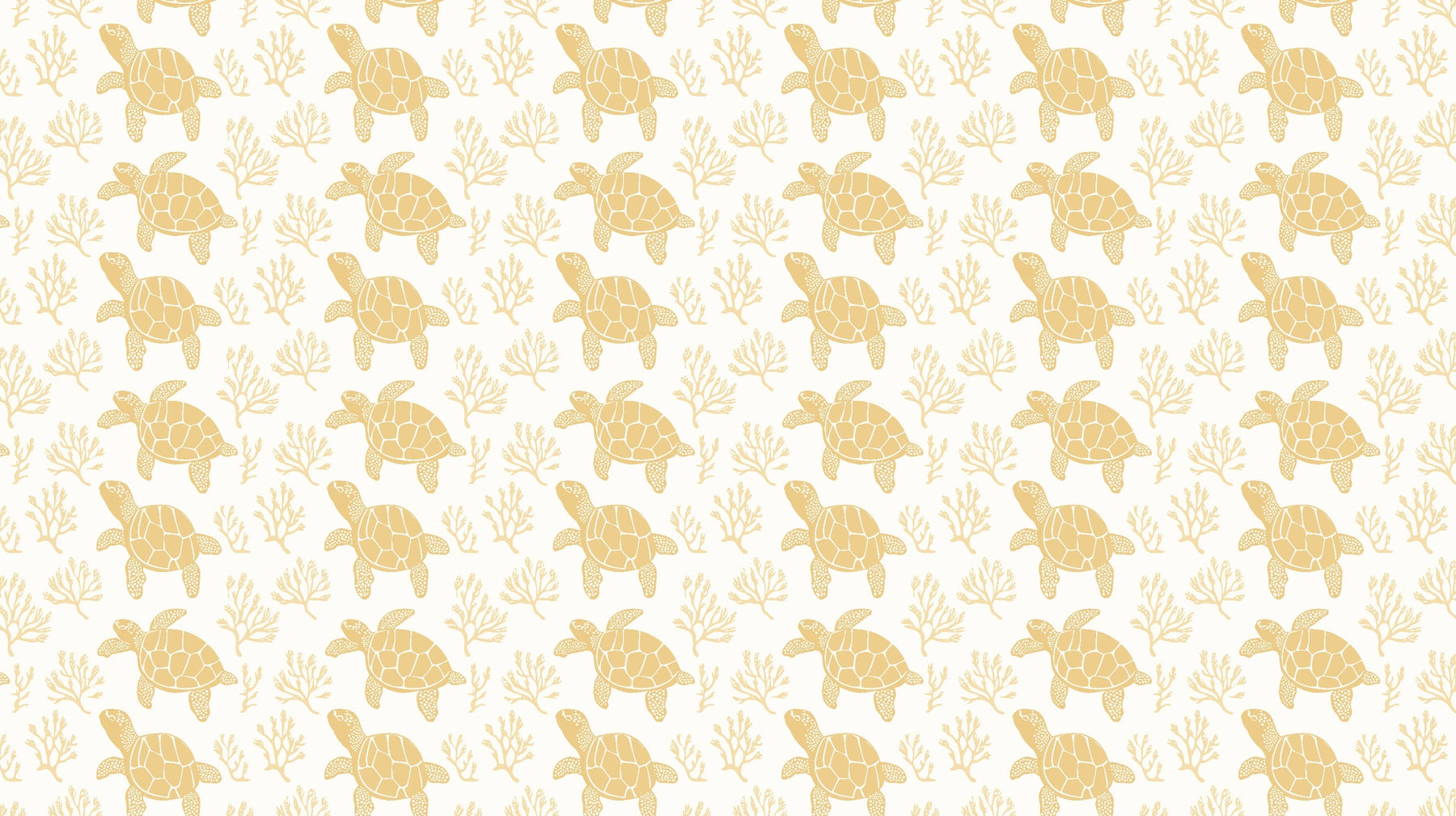 Detailed golden sea turtle and coral mural wallpaper design pattern by Kids-Mundo