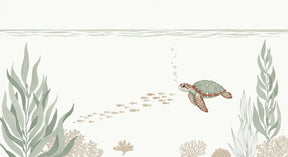 Detailed sea turtle and coral mural wallpaper design pattern by Kids-Mundo