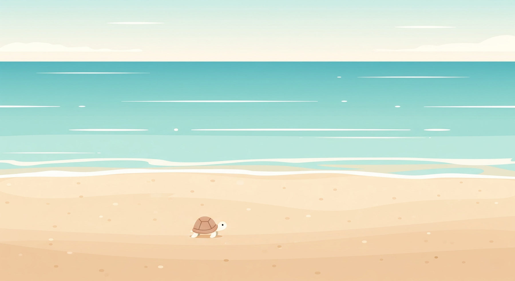 Detailed sea turtle beach mural wallpaper design pattern showing sandy shore and ocean waves by Kids-Mundo